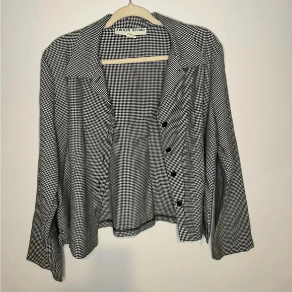 Adolfo Studio Vintage houndstooth cropped button down jacket - Picture 11 of 16